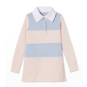 Classic Prep Girls' Long-Sleeve Rugby Polo Dress - Light Blue & Pale Pink